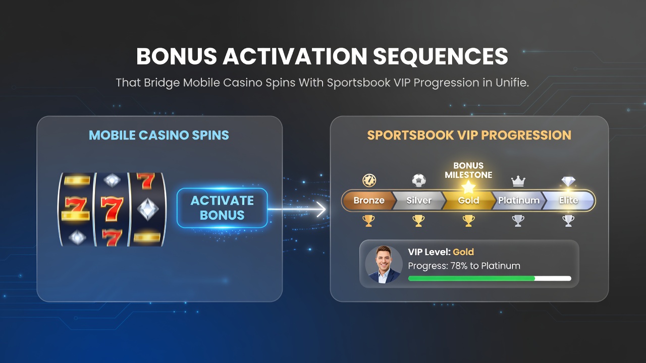 Illustration von Datenflüssen zwischen Casino-Spins und Sportwetten-VIP in integrierten Apps