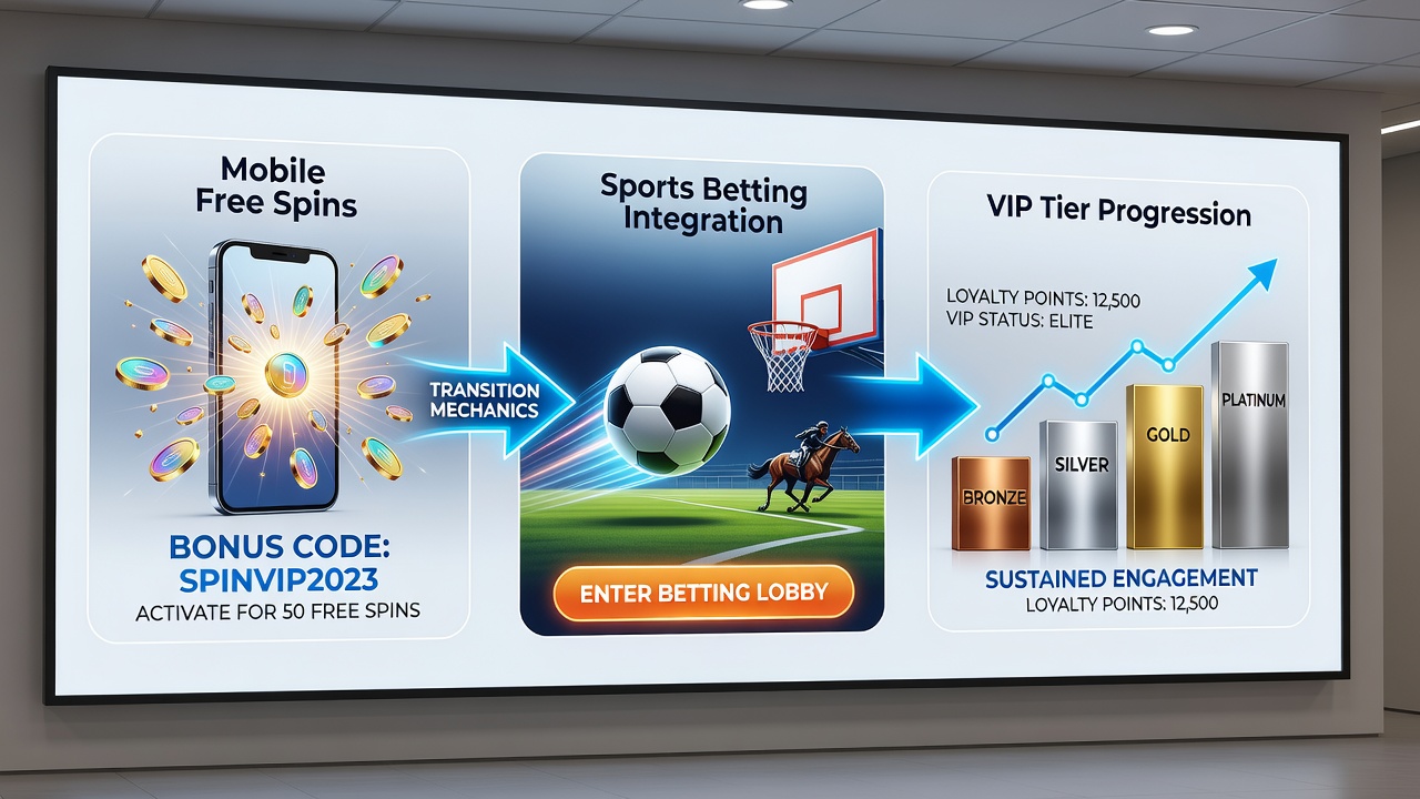 Illustration von VIP-Tier-Übergängen durch Bonus-Codes in hybriden Gaming-Plattformen