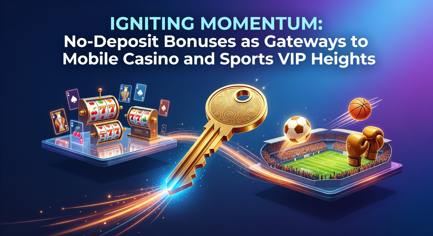 Smartphone mit leuchtendem Casino-App-Symbol und No-Deposit-Bonus-Banner, das den Einstieg in VIP-Level symbolisiert