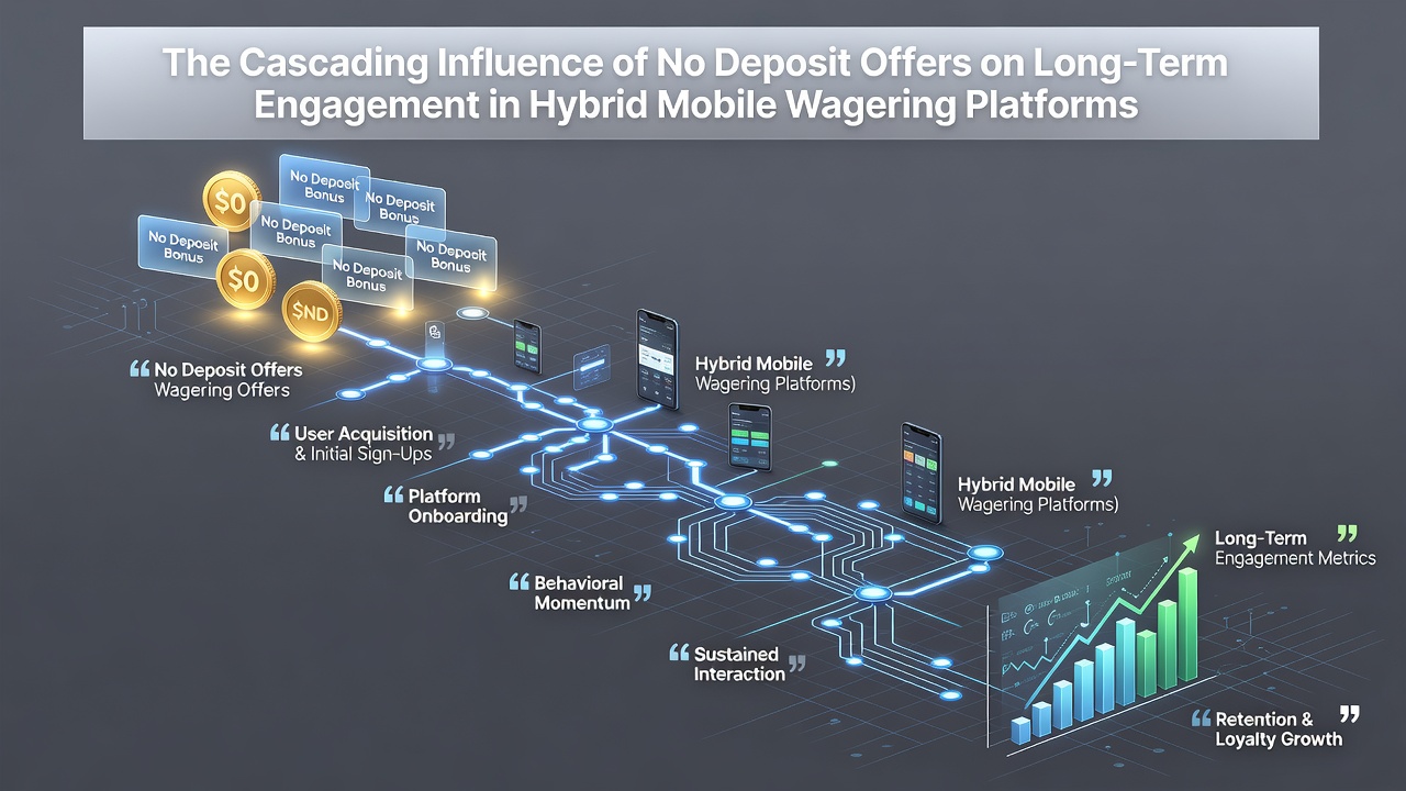Illustration der Auswirkungen von No-Deposit-Angeboten auf mobile Wettplattformen mit Fokus auf Nutzerbindung und Hybrid-Features