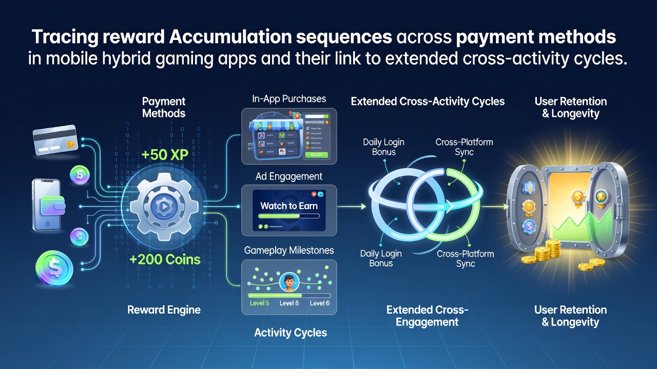Diagramm zur Verfolgung von Belohnungssequenzen in hybriden Gaming-Apps mit Fokus auf Zahlungsmethoden